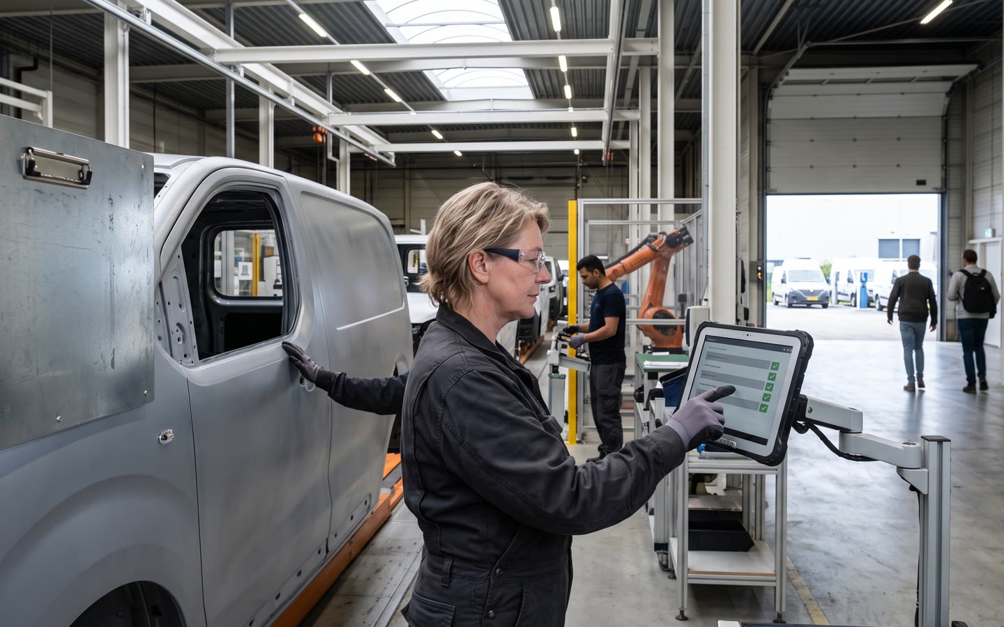 Hetzelfde station weken later: een monteur tikt een tablet aan zonder te kijken, de papieren checklist is weg, onze bouwer loopt klein de hal uit.